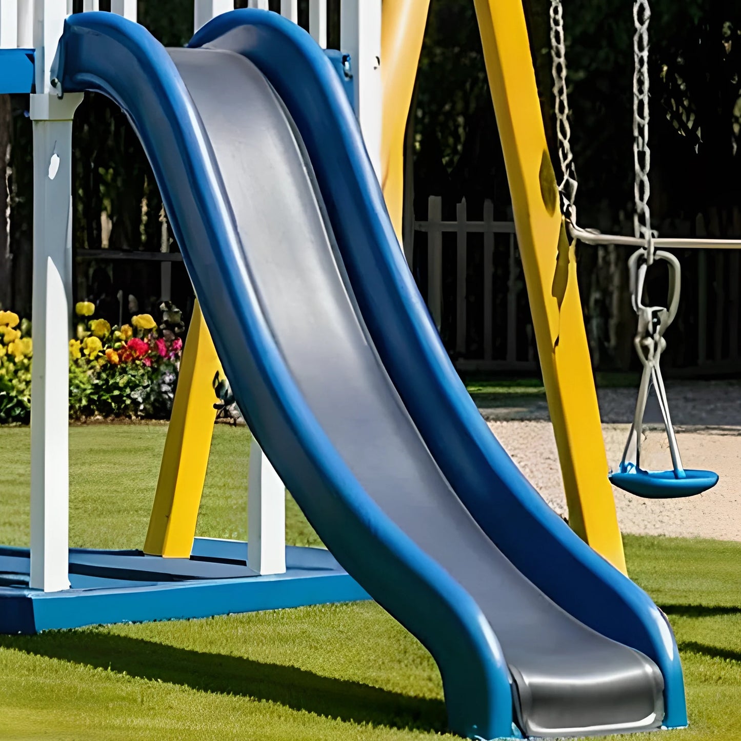 Wooden Outdoor Play Structure – Twin Playhouse, Swings & Slides for Kids