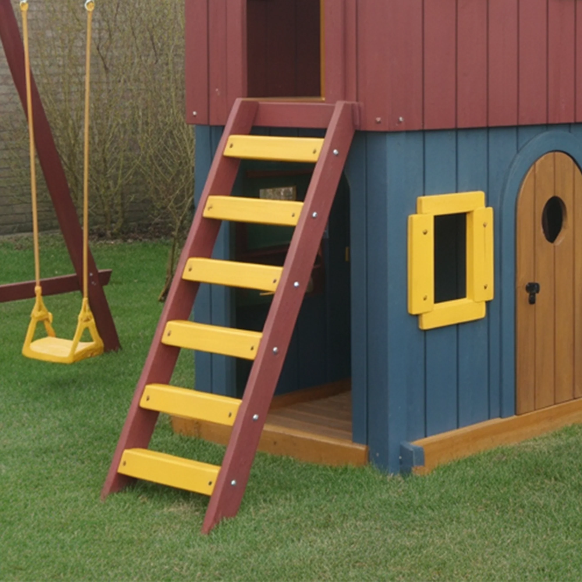 Wooden Castle Playhouse with Slide & Swings | Durable Outdoor Playground Tower for Kids Adventure