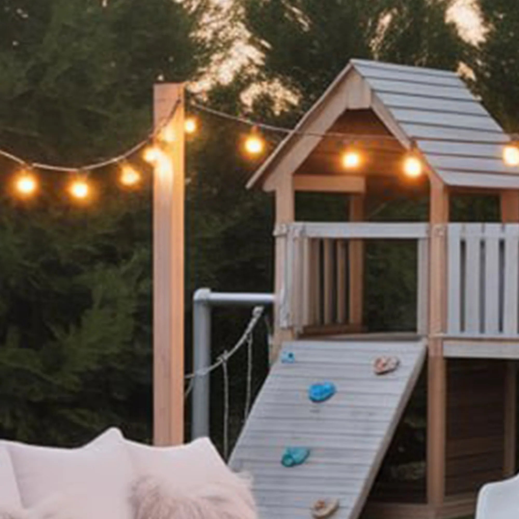Backyard Wooden Playset with Double Tower, Slide, Swings & Climbing Wall | Outdoor Kids Playground (20ft x 10ft x 8ft)