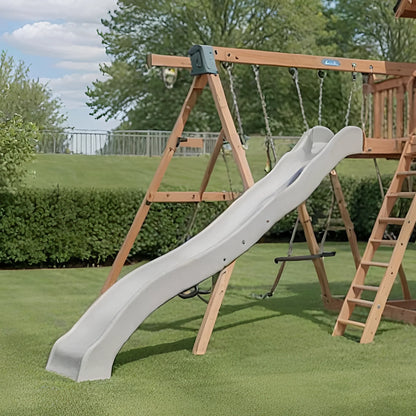 Large Outdoor Swing Set with Playhouse, Double Slides & 3 Swings
