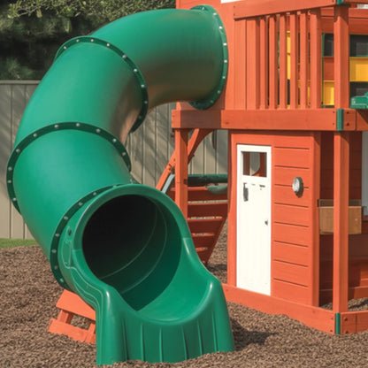 Backyard Wooden Playhouse with Dual Slides & Tube | 22x12x9 ft Kids Outdoor Playground