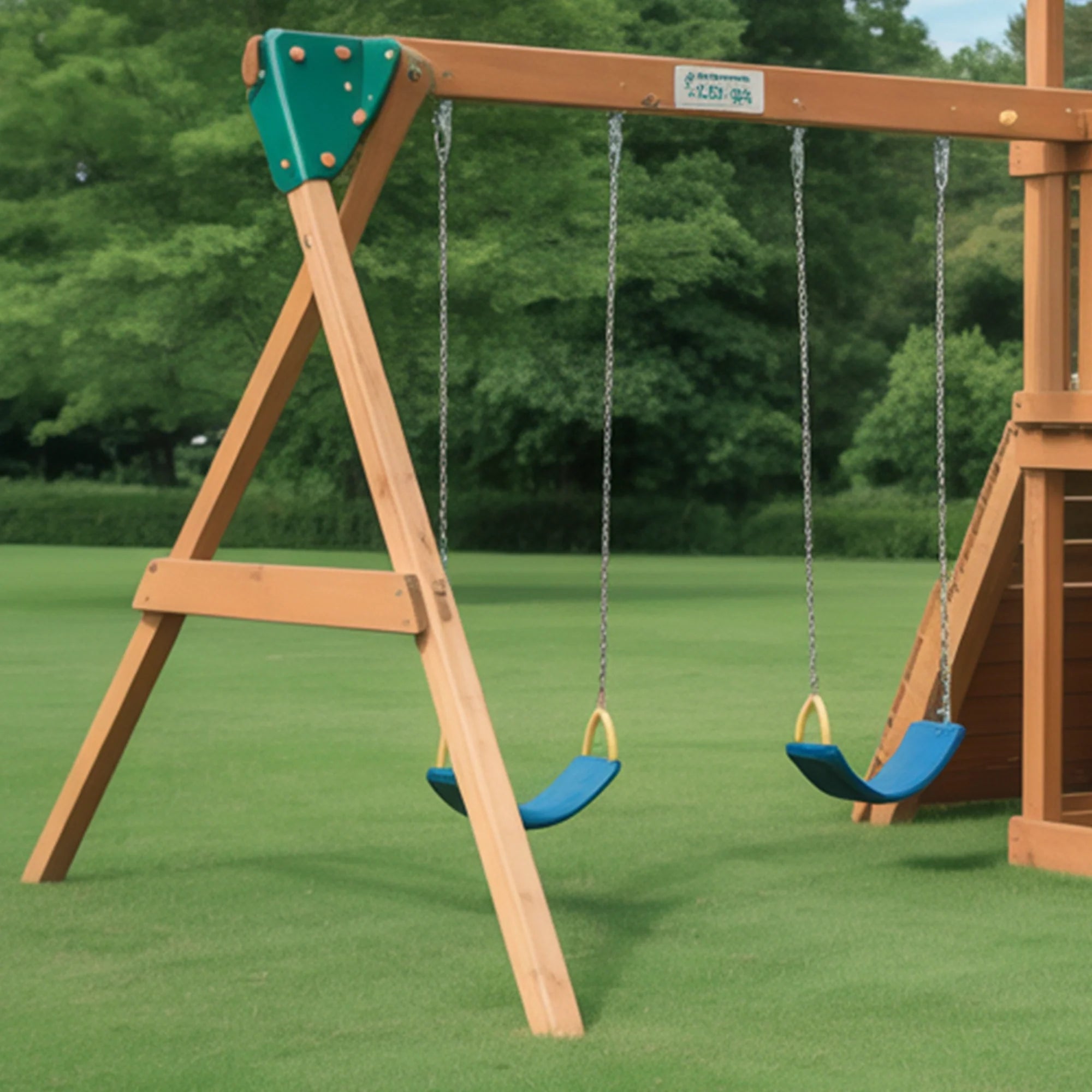 Backyard Wooden Playset with Slide, Swings & Climbing Wall – Outdoor Adventure Playground for Kids | Durable Wood Frame 22x12x9 ft