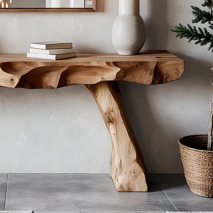 Natural wood console table rustic handmade entryway furniture for home decor