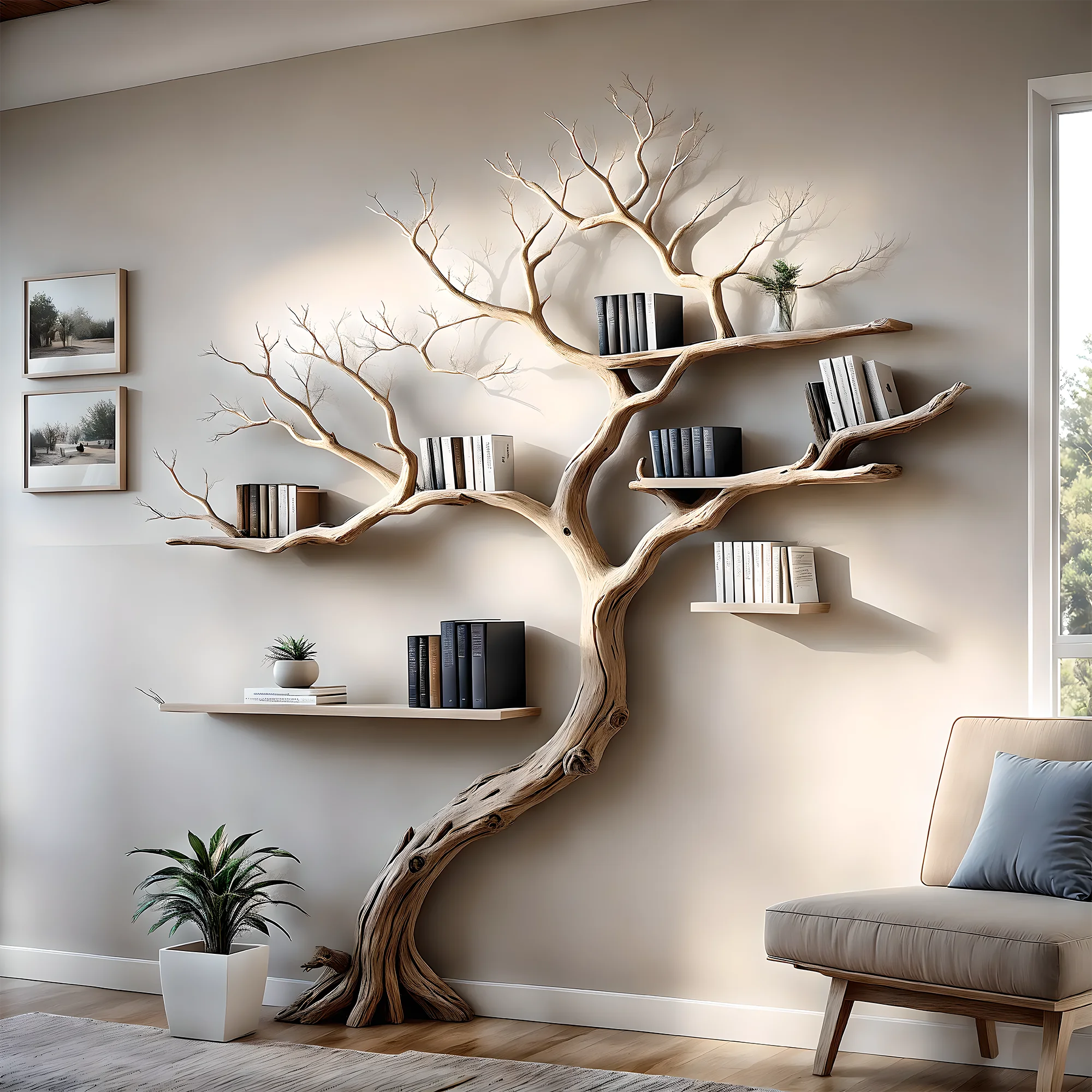 Wall-mounted decorative bookshelves, tree-shaped bookshelves 