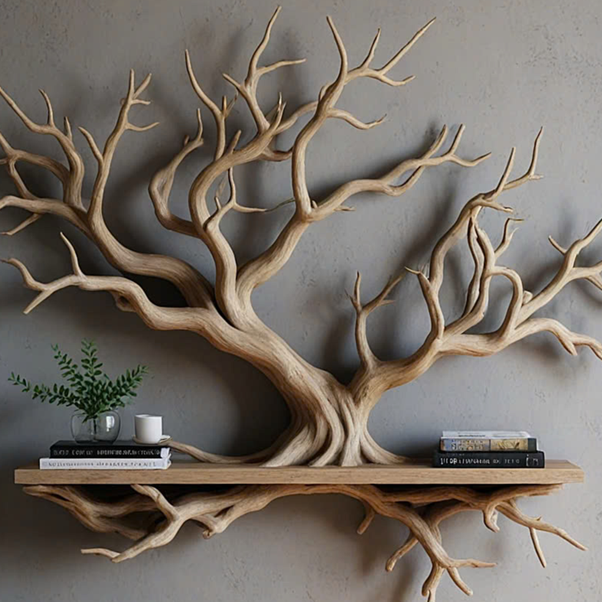 Driftwood-shaped bookshelf 