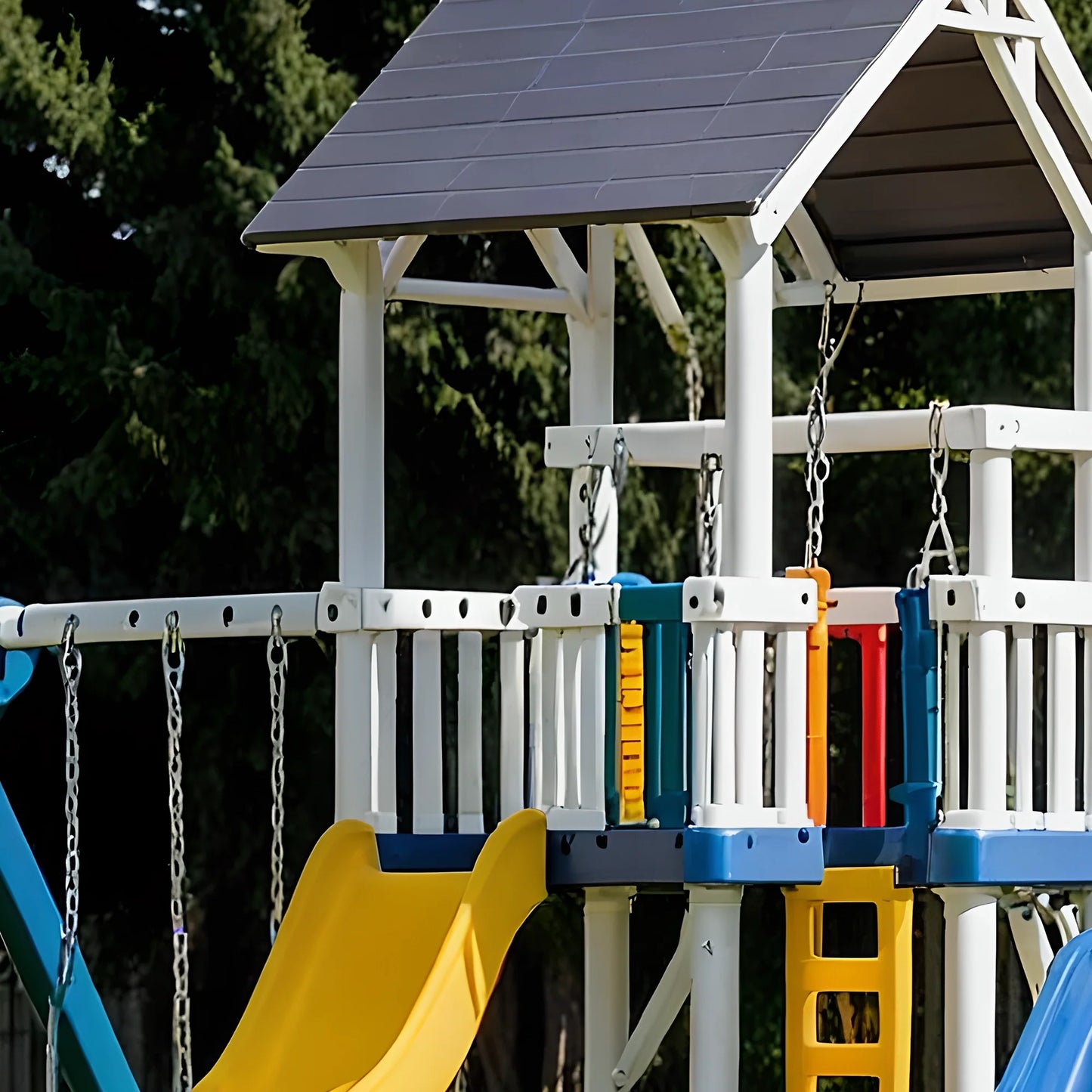 Large Wooden Backyard Playset with Double Slides, Swings & Playhouse – Fun for Kids