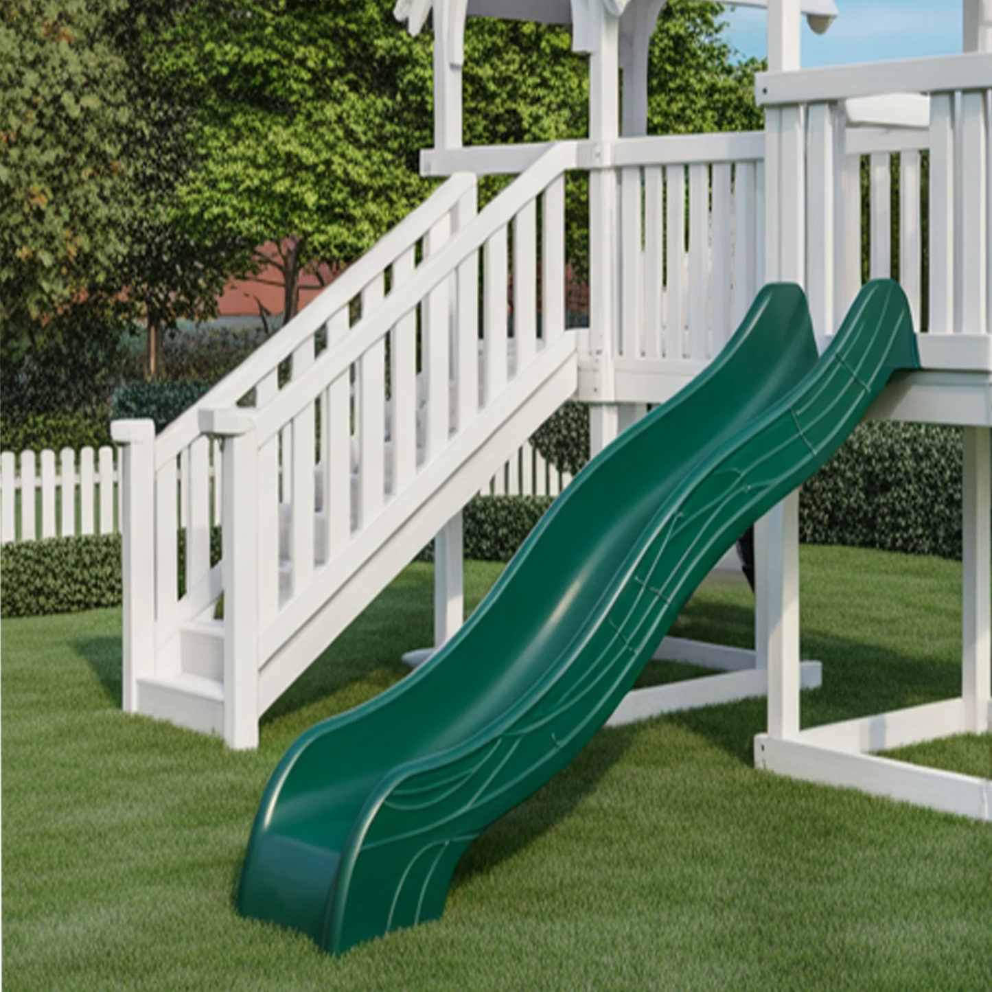 Wooden Double Tower Playset with Slides & Swings | Outdoor Playground 12x9x9 ft for Kids