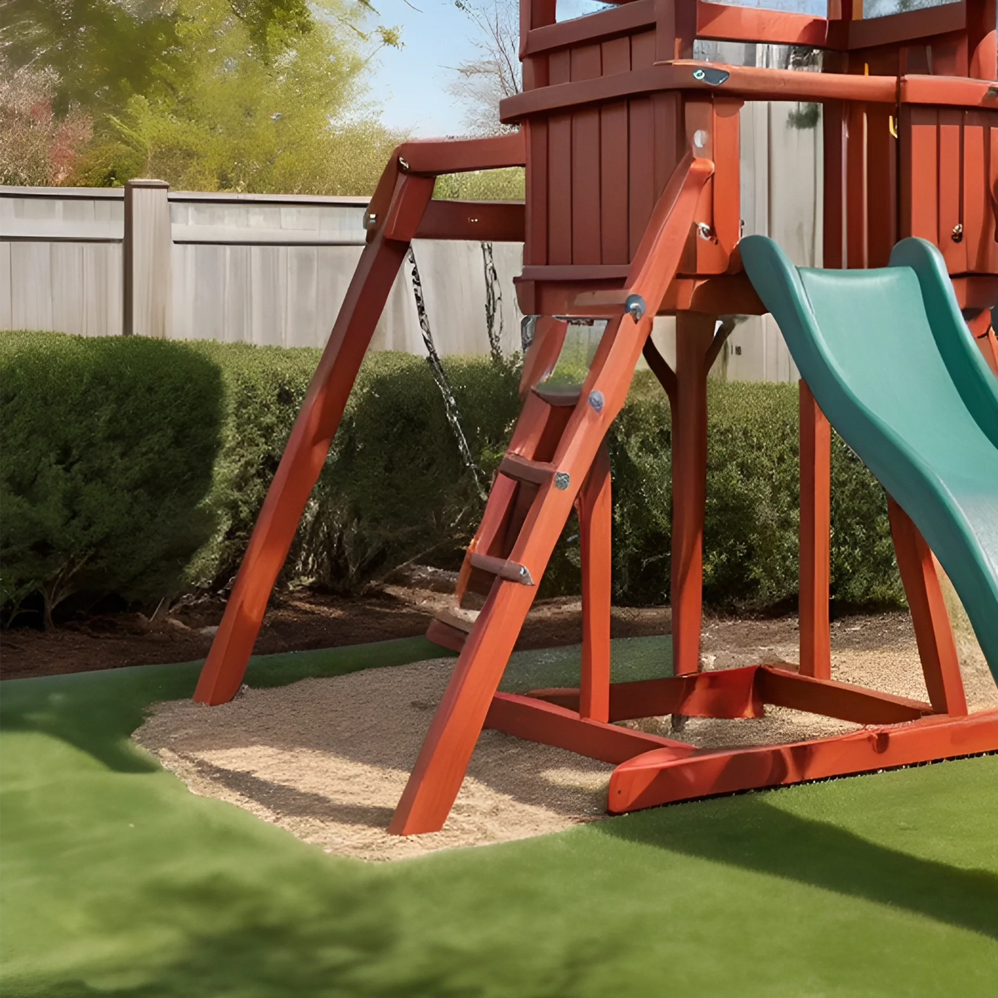 Backyard Wooden Swing Set with Playhouse, Slide & Toddler Seat – Outdoor Fun Zone