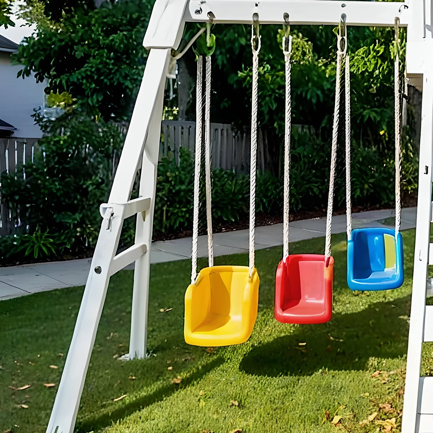 All-in-One Wooden Playset with Playhouse, Double Slides & Swings for Kids