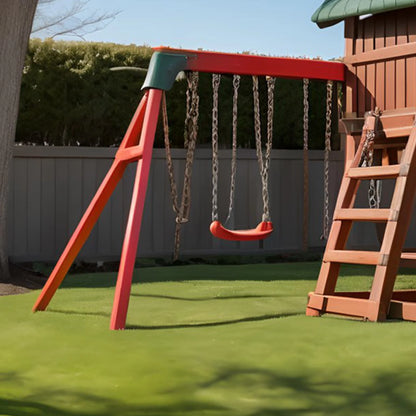 Outdoor Kids Swing Set with Playhouse, Slide & Sandbox – Backyard Wooden Fun