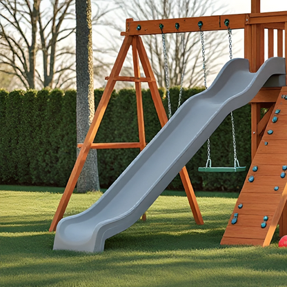 Wooden Swing Set for Children – Backyard Playhouse, Slide & Safe Swings Included