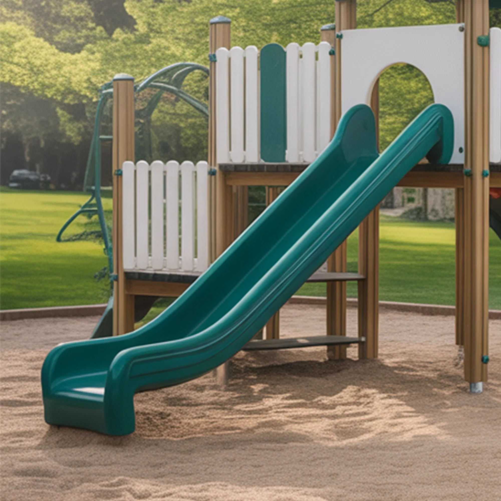 Outdoor Wooden Playground with Slide, Swings & Climbing Features – Safe Backyard Playset for Kids (16ft x 10ft x 9.5ft)