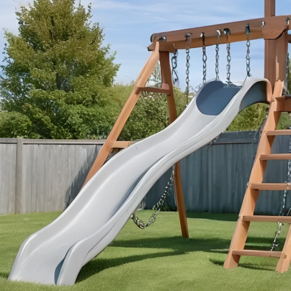 Kids Wooden Playground – Swing Set with Slide, Bench & Playhouse for Backyard