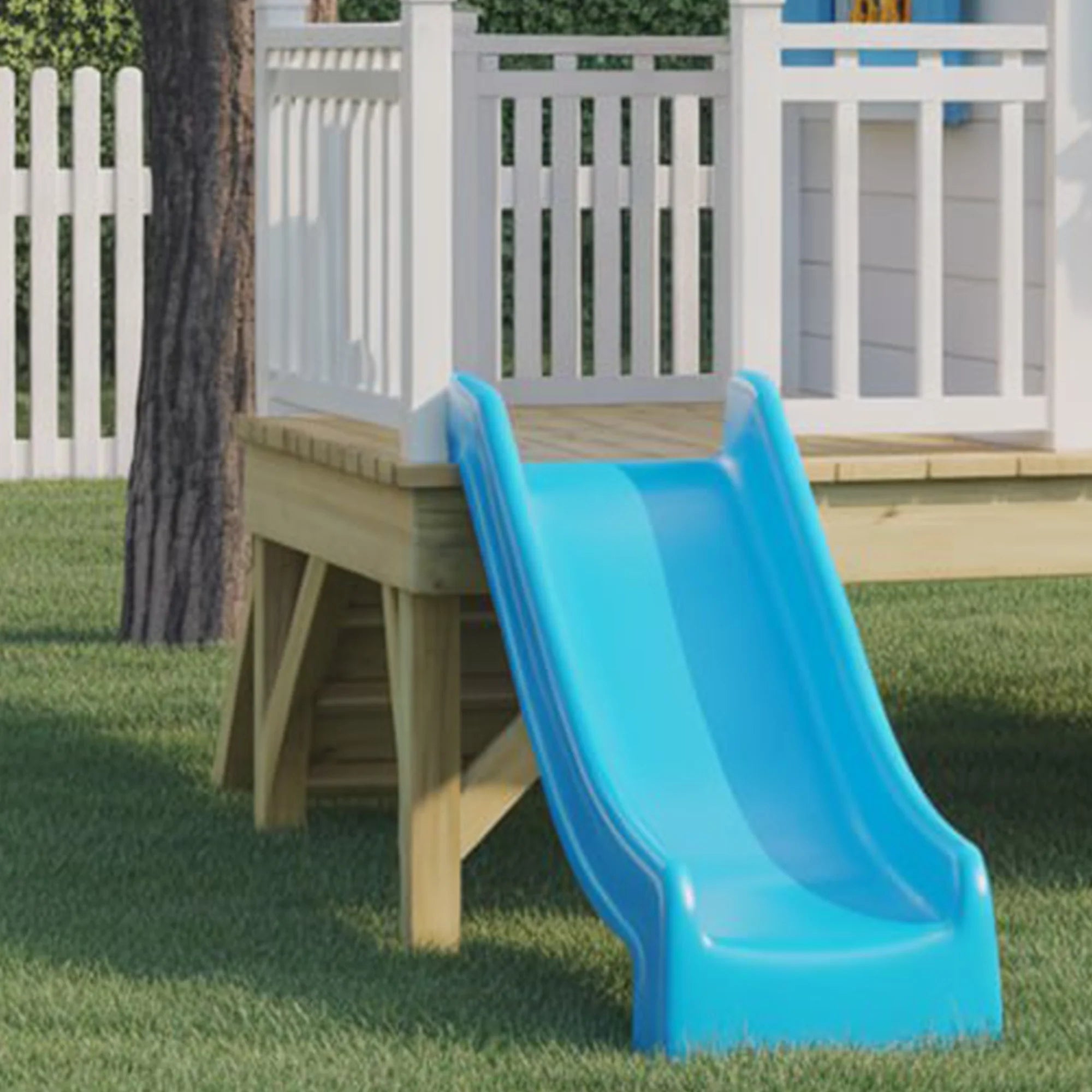 Wooden Kids Playhouse with Slide and Porch – Outdoor Backyard Activity Set 22x12 ft  Durable & Safe Design for Children