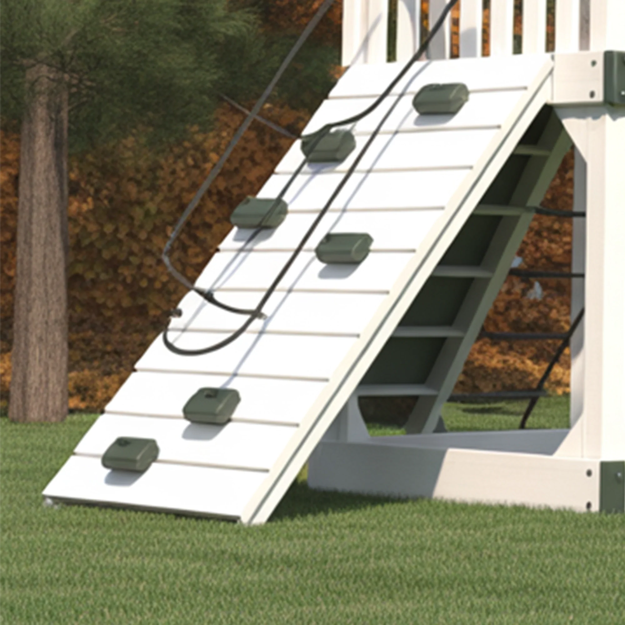 Backyard Wooden Playset with Double Slide, Rock Climbing Wall & Swings – Sturdy Outdoor Playground for Kids | 24x10x9 ft