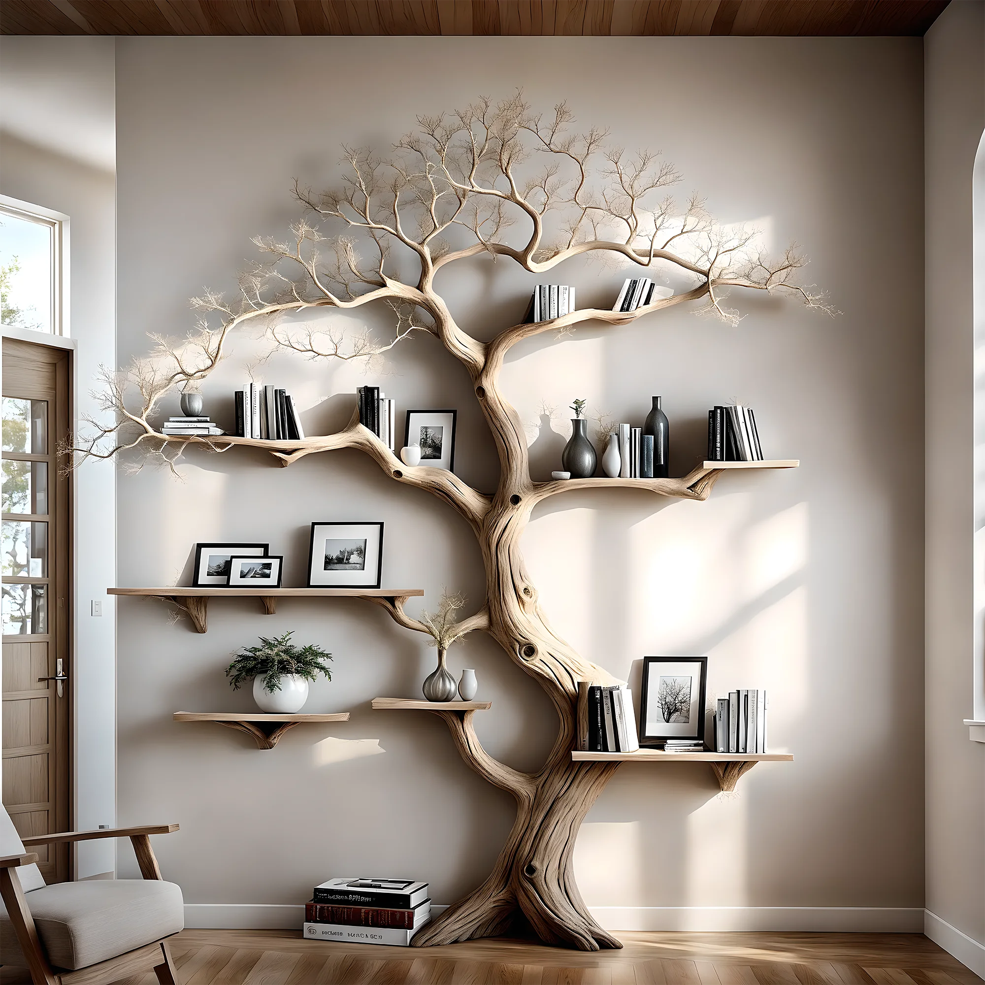 Solid wood bookcase, Christmas decorative bookcase 