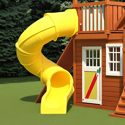 Wooden Swingset with Slide, Swing Beam & Adventure Play Fort