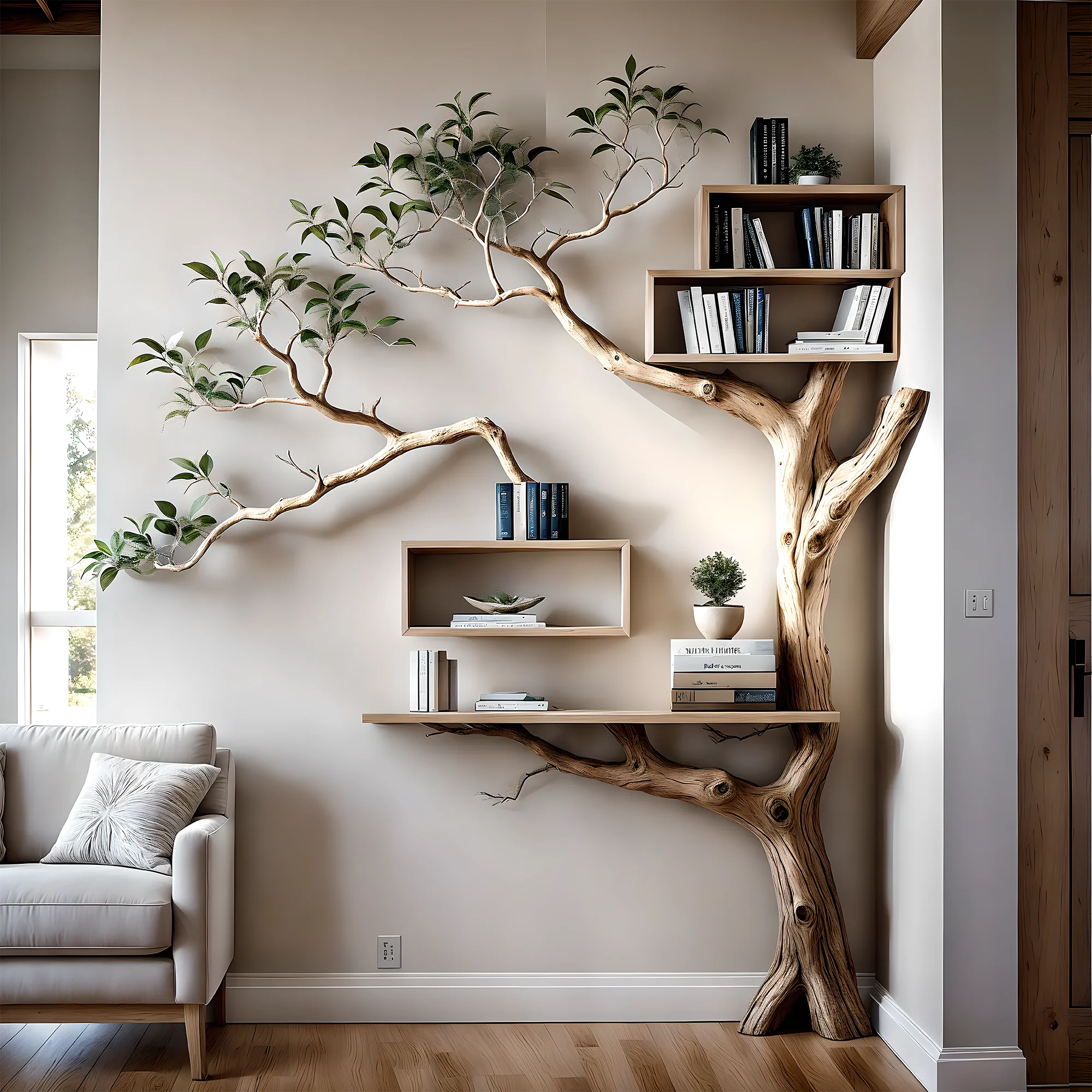 Corner bookshelf for home decoration 