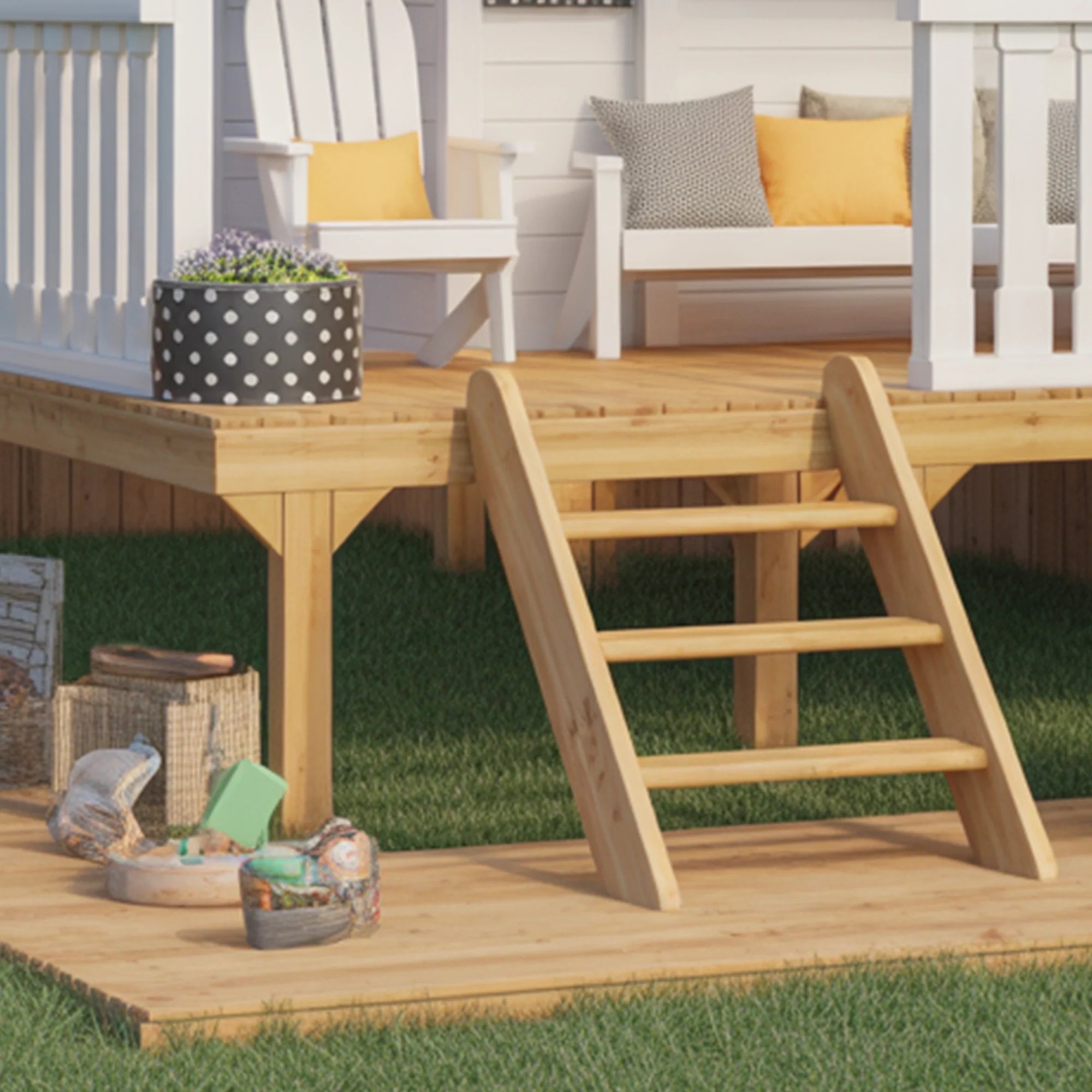 Wooden Playhouse with Slide & Swings | 22x12x9 ft Backyard Playground for Kids Outdoor Fun