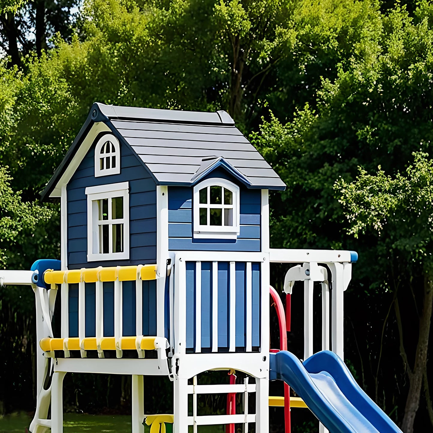 Durable Wooden Swing Set – Kids Outdoor Playset with Slides, Climbing & Playhouse