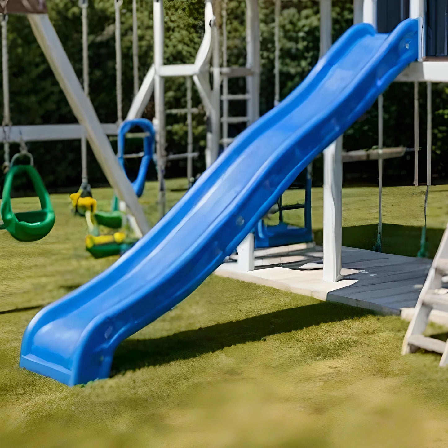 All-in-One Wooden Swing Set – Outdoor Playset with Double Slides & Swings