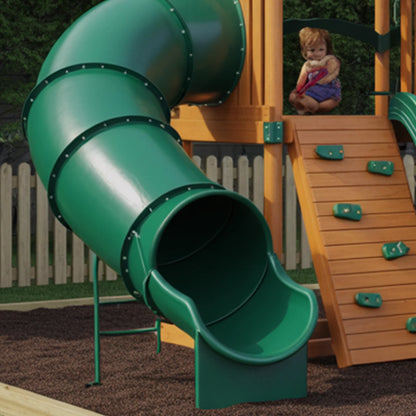 Wooden Playhouse with Tube Slide, Swing & Sandbox | 22x12x9 ft Backyard Kids Playground