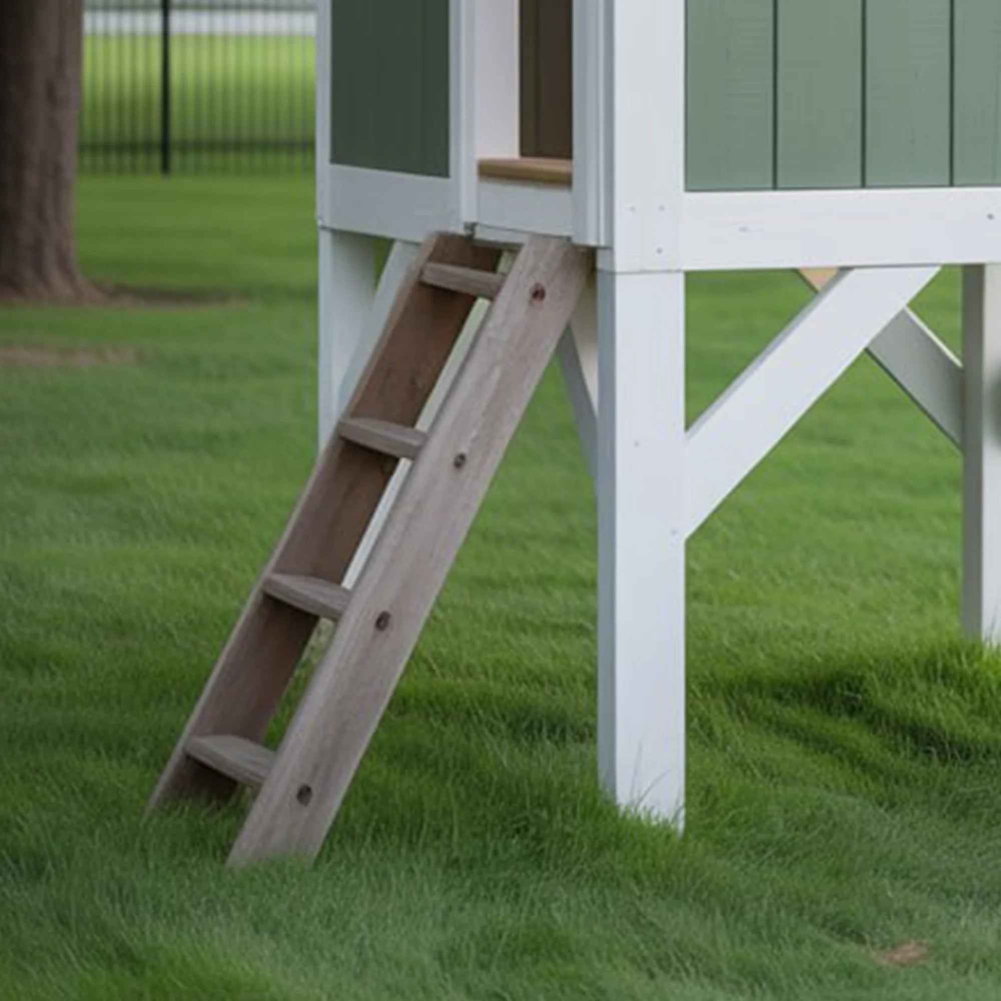 Backyard Playhouse with Spiral Slide and Ladder – 16ft x 8ft x 6ft Outdoor Kids Playset