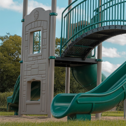 Epoxy Plastic Swingset with Double Towers, Bridge & Slides – Outdoor Playground for Kids