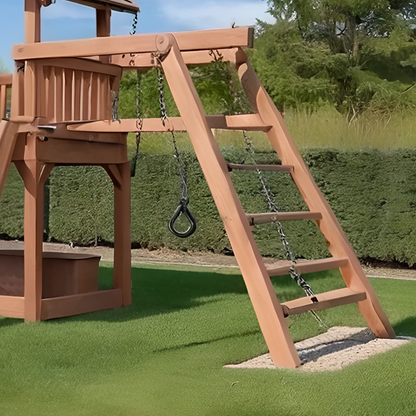 Kids Outdoor Wooden Playset with Swings, Slide & Bench – Durable Backyard Playground