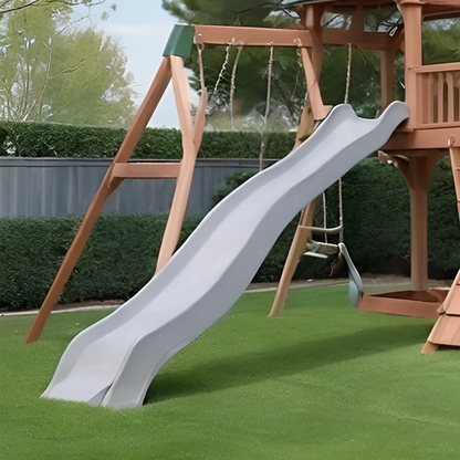 Outdoor Wooden Playground with Slide & Swings – Backyard Swing Set for Children