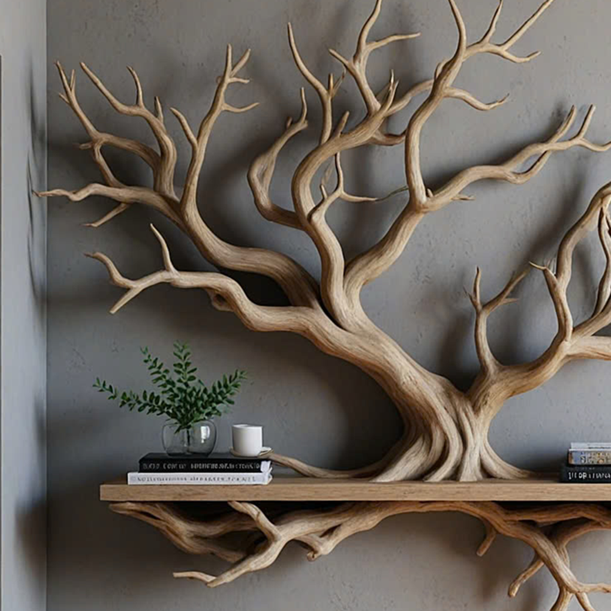 Driftwood-shaped bookshelf 