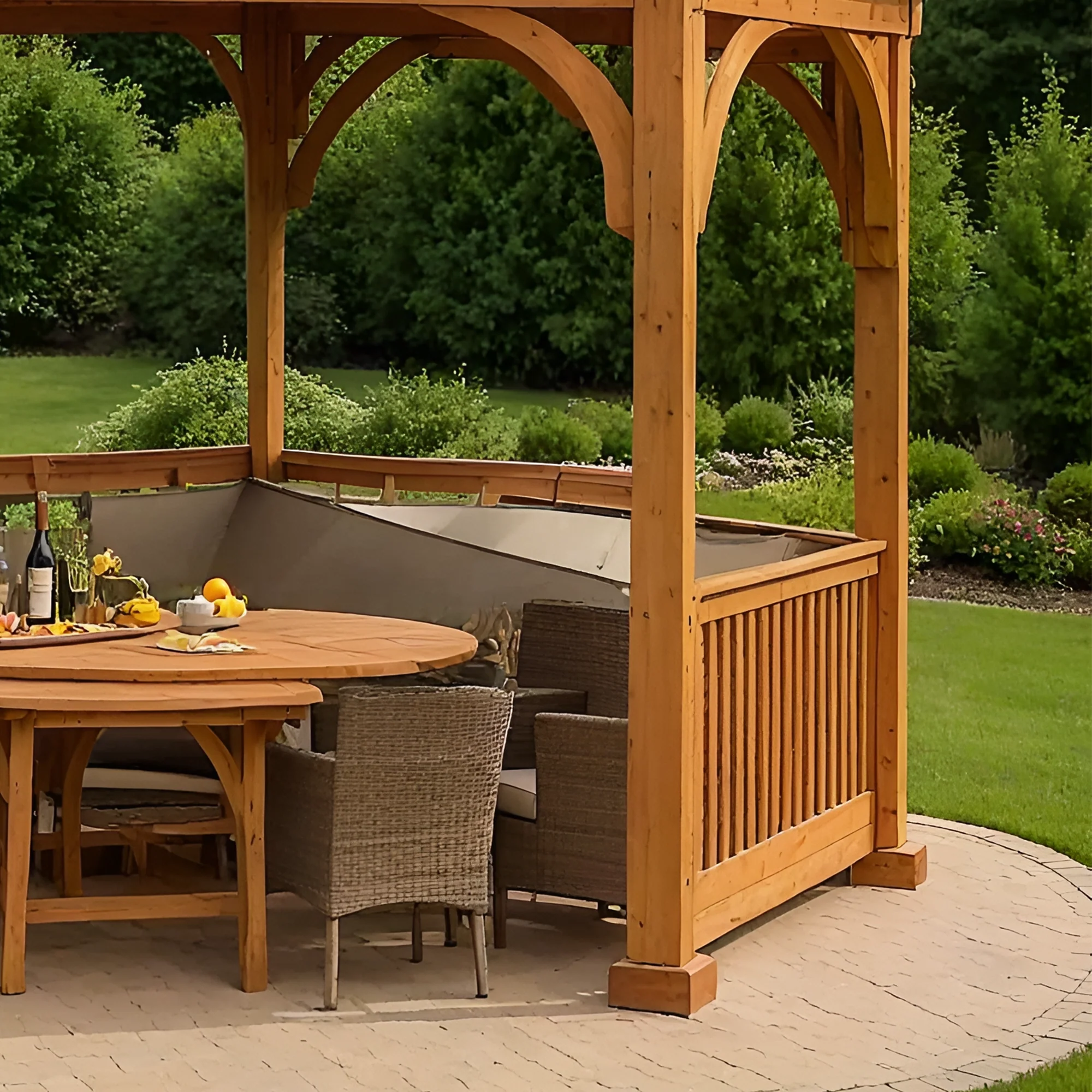 12x12 Wooden Gazebo with Privacy Walls & Roof | Outdoor Pavilion for Garden, Patio & Backyard