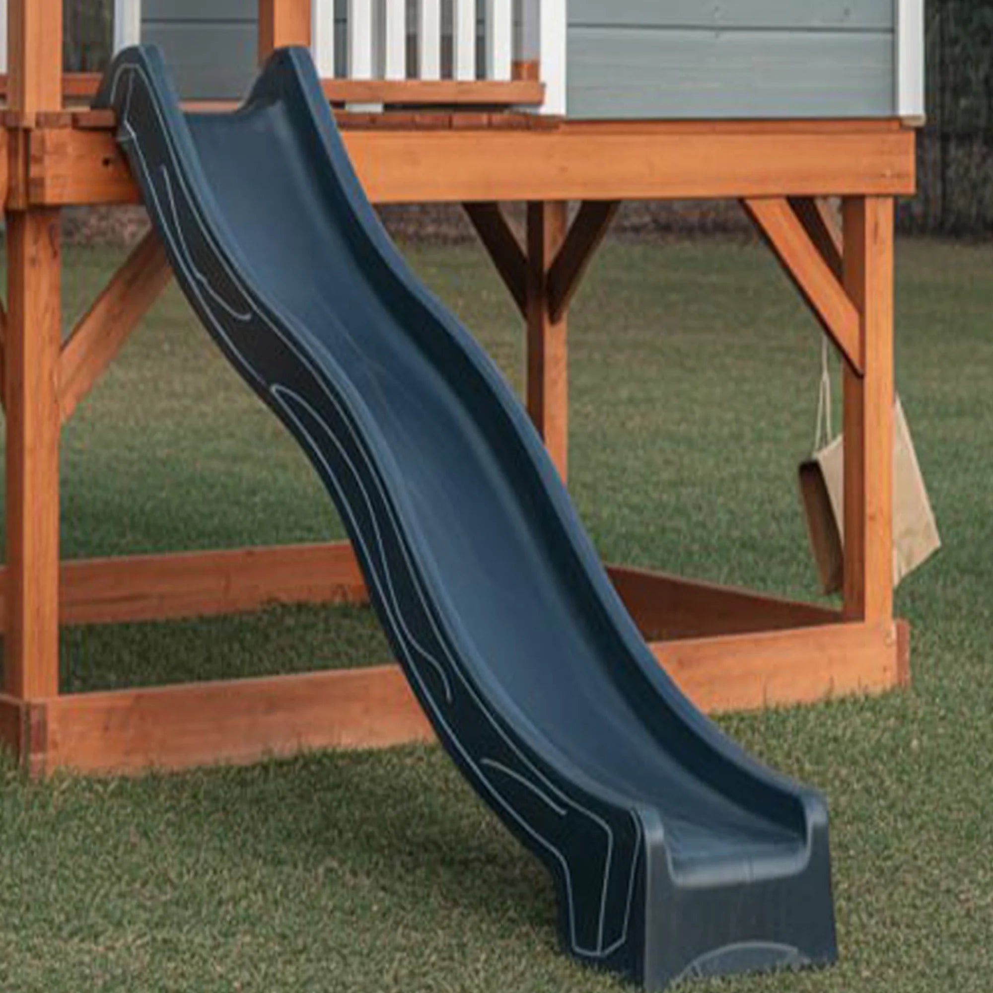 Modern Wooden Playhouse with Slide & Swing – Backyard Adventure Set, 16ft x 12ft x 9ft
