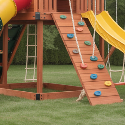 Wooden Swingset with Spiral Tube Slide, Straight Slide & Swings – Kids Outdoor Playground