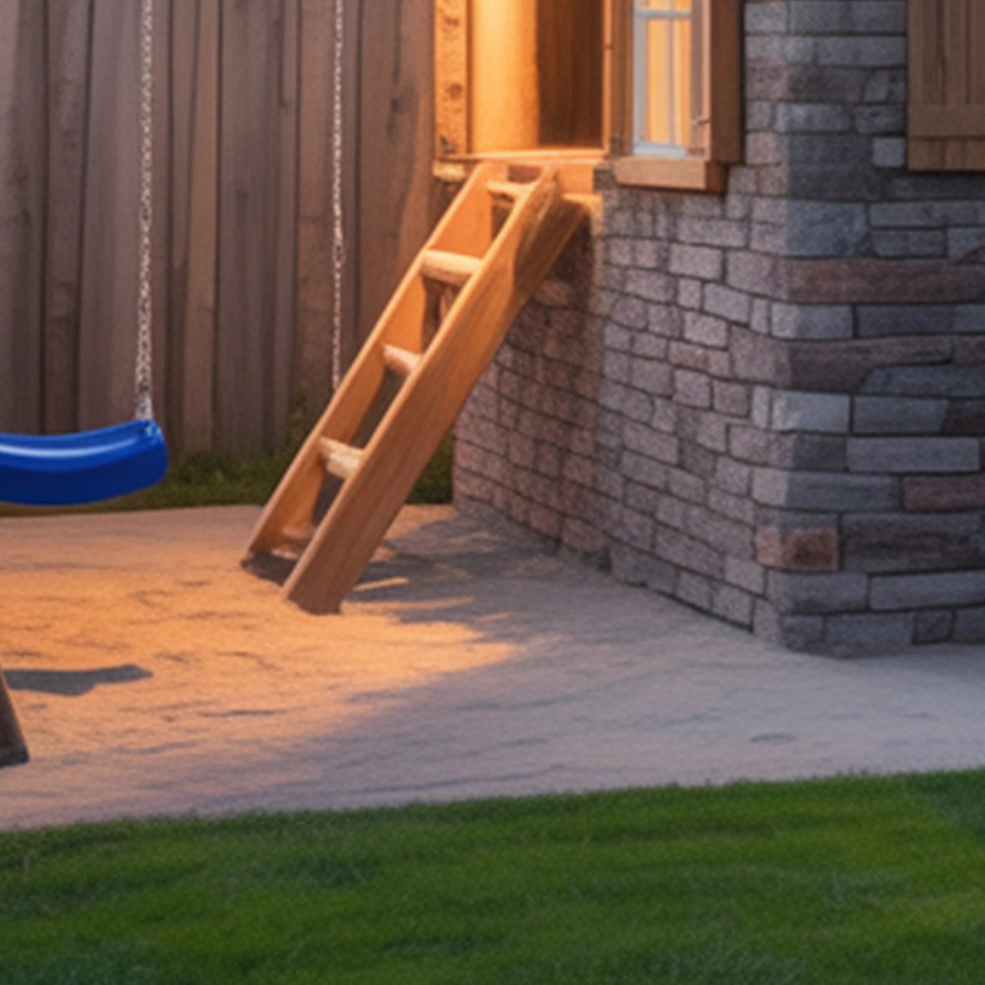 Luxury Wooden Playhouse with Spiral Tube Slide & Swings | Two-Story Outdoor Playground for Kids Backyard Fun