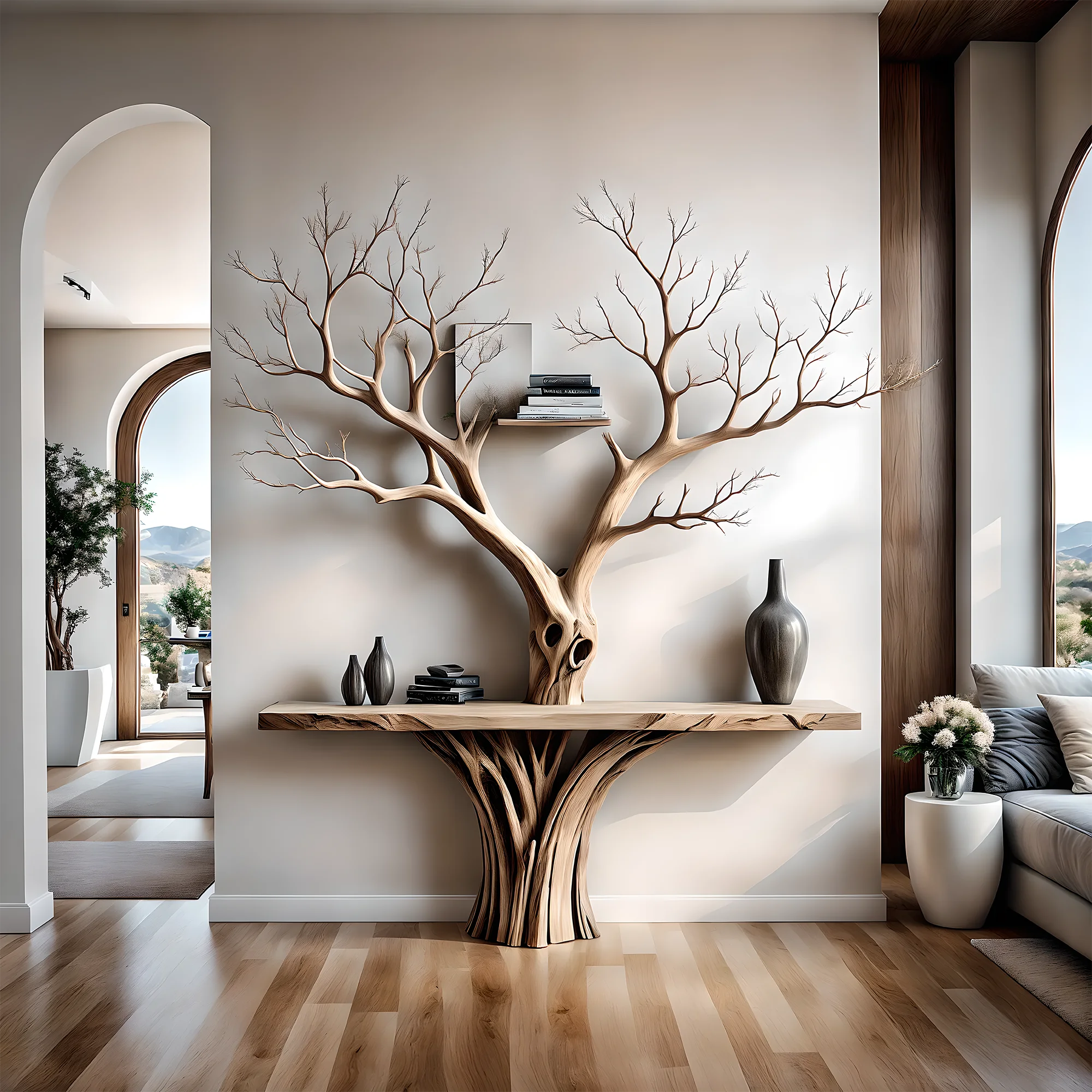 Tree-shaped reading table, children's study table, living room decoration table 