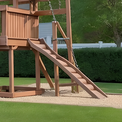Heavy Duty Wooden Swing Set – Playhouse, Slide & Swings for Safe Outdoor Fun