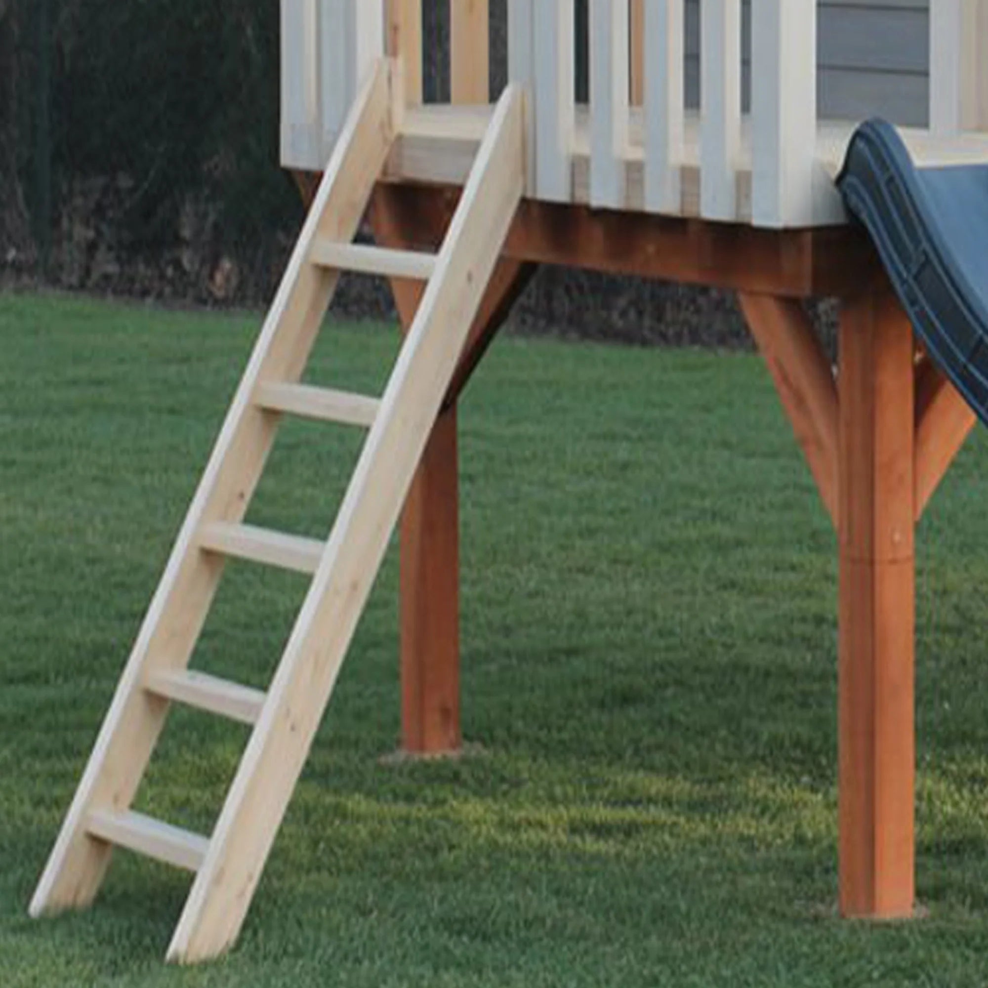 Wooden Playhouse with Slide and Swing – Elevated Backyard Kids Outdoor Playset 16x12 ft