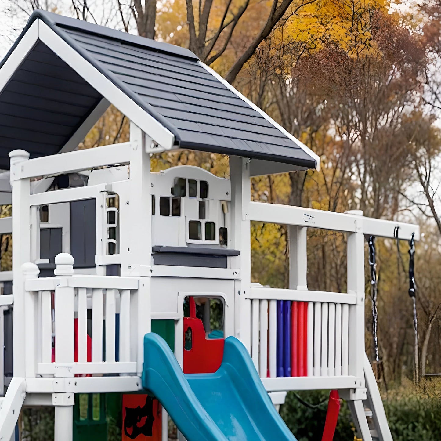 Kids Outdoor Swing Set with Playhouse, Slides & Climbing Ladder – Backyard Fun