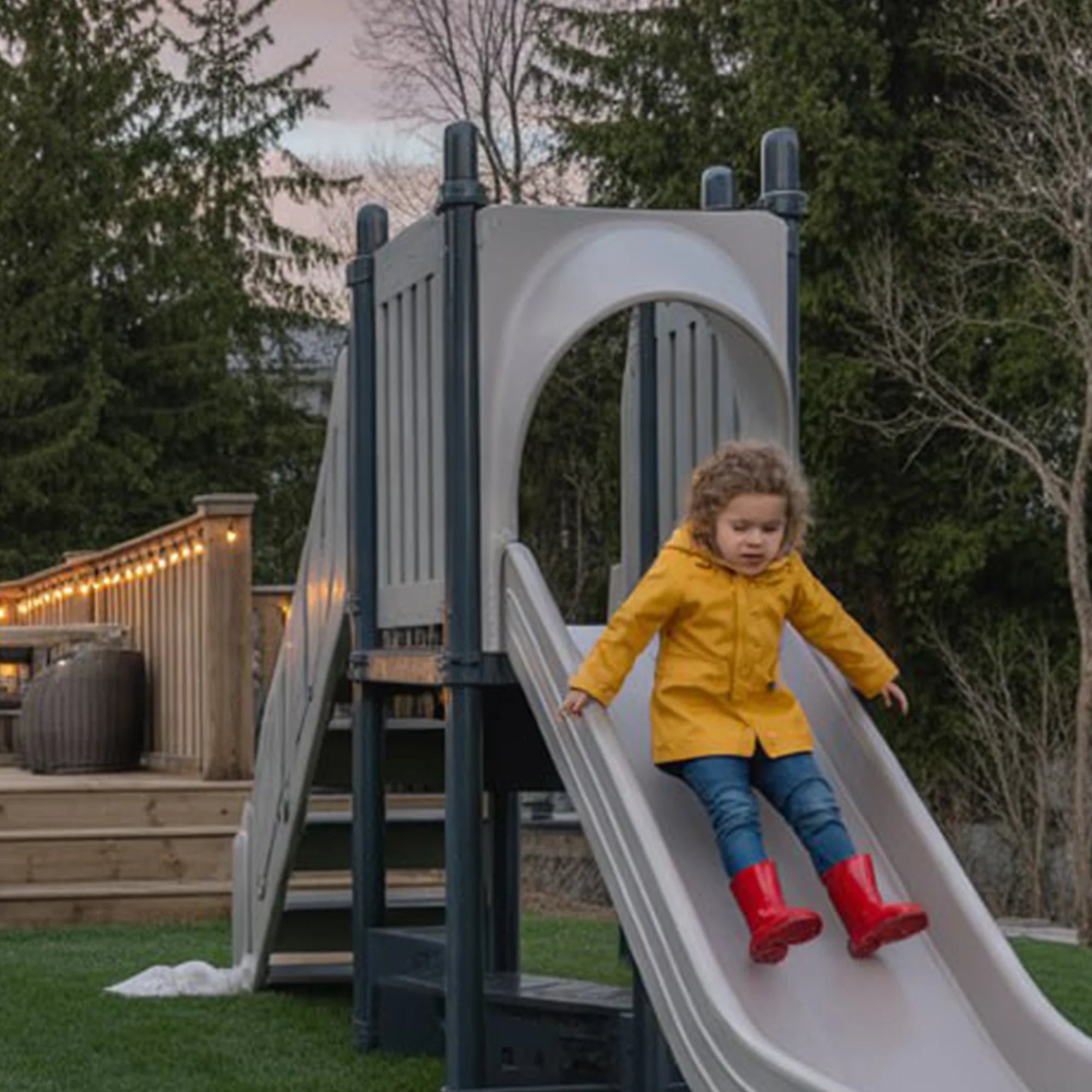 Backyard Kids Slide Playset – Compact Outdoor Playground with Climbing Ladder | 22ft x 6ft x 9ft