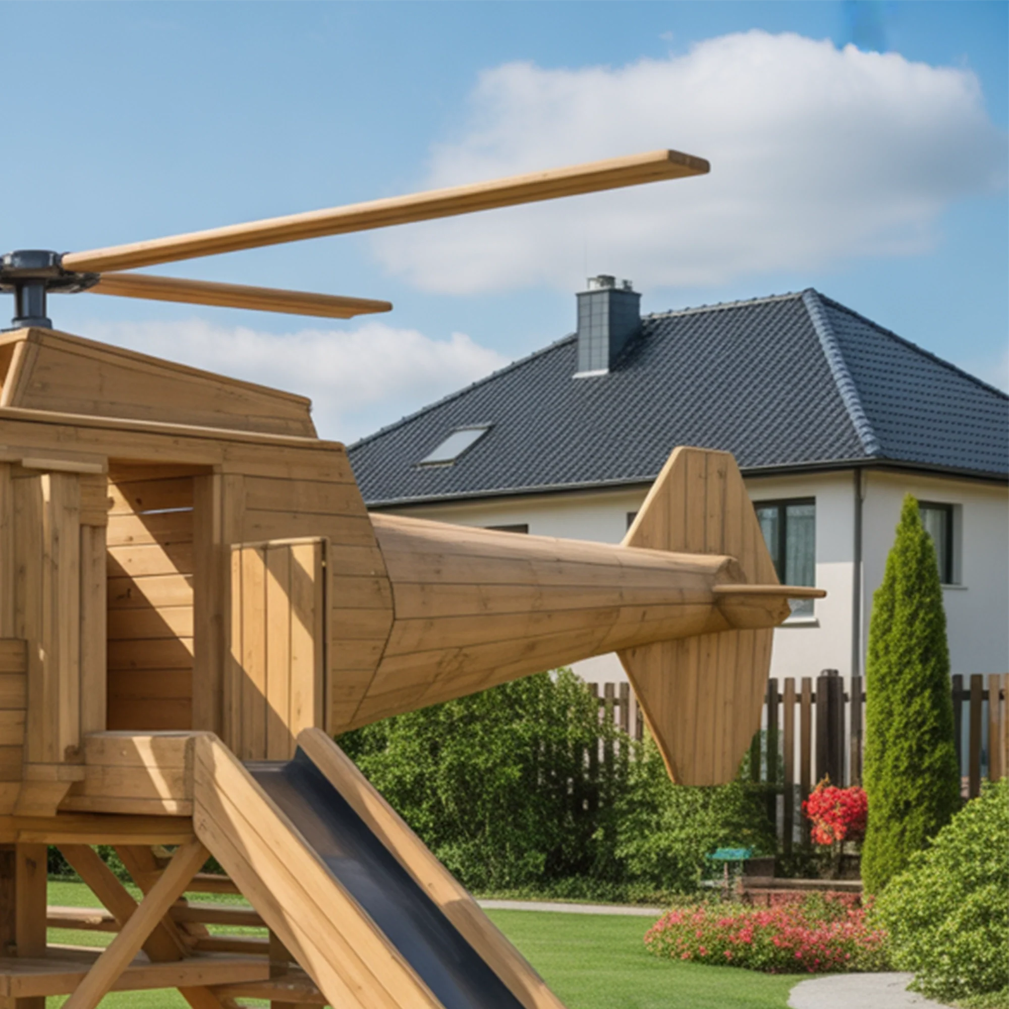 XL Wooden Helicopter Playhouse – 19.7ft | Backyard Outdoor Playground