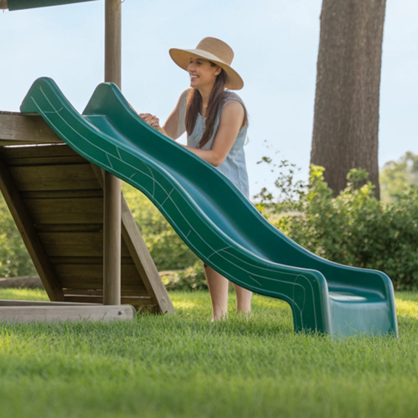 Wooden Swingset with Slide, Climbing Wall & Ladder – Kids Outdoor Playground