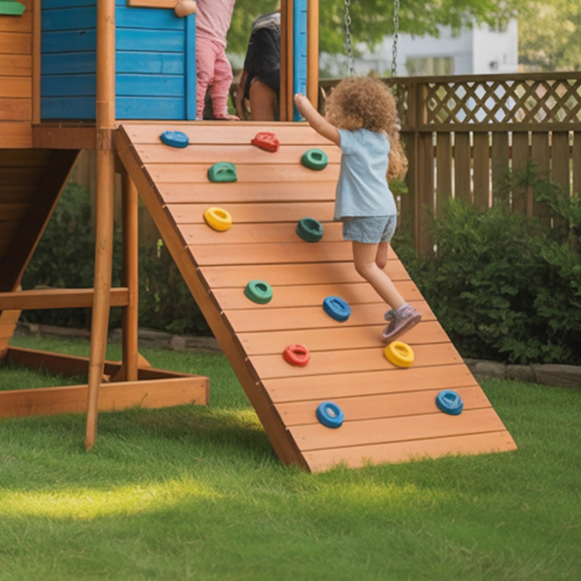 Large Wooden Playhouse with Spiral Tube Slide & Swings | Outdoor Kids Playground for Backyard Fun