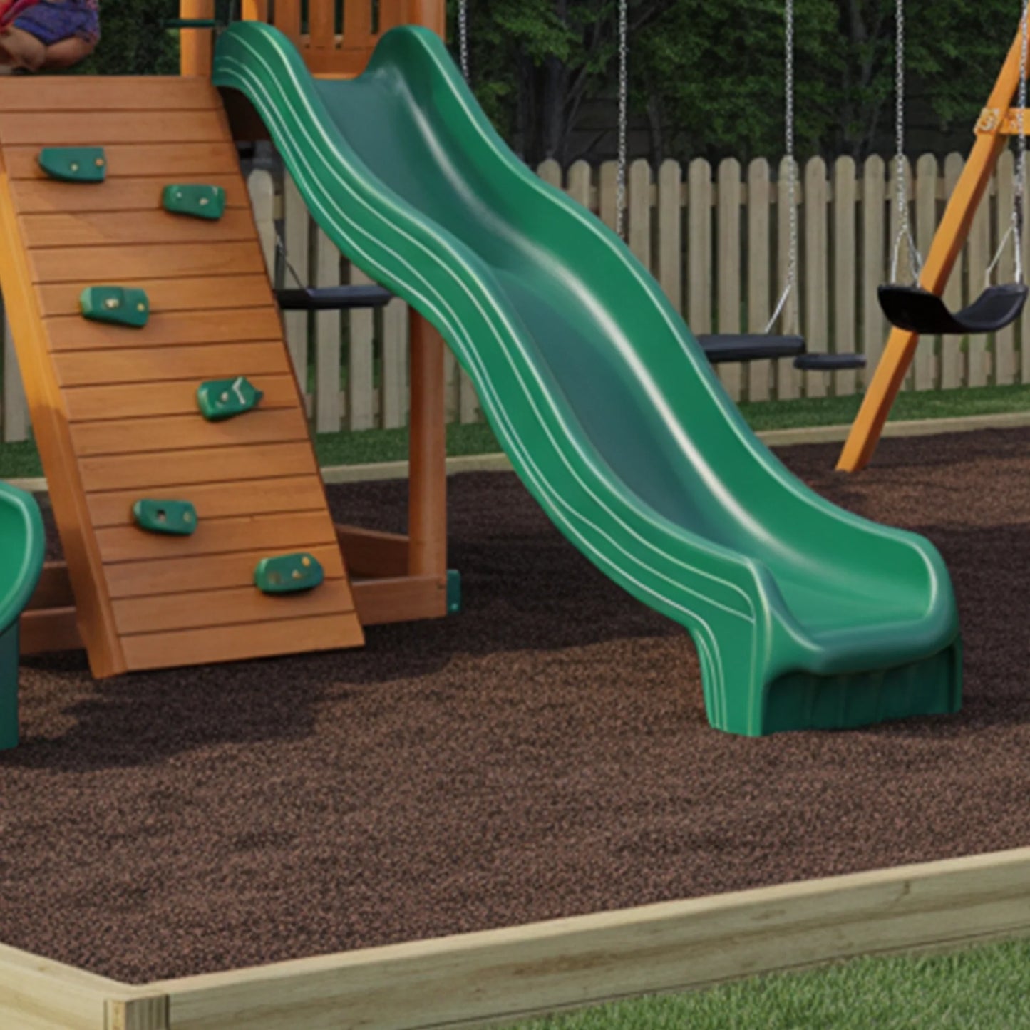 Wooden Playhouse with Tube Slide, Swing & Sandbox | 22x12x9 ft Backyard Kids Playground