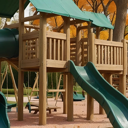 Durable Wooden Backyard Playset – Swings, Slides, and Playhouse for Active Kids