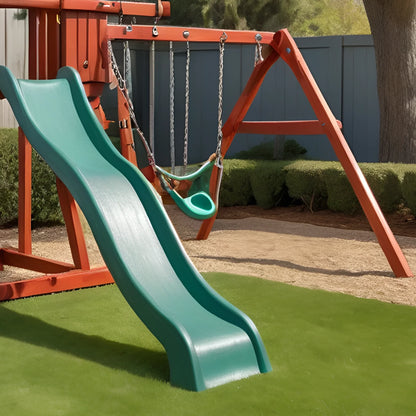Backyard Wooden Swing Set with Playhouse, Slide & Toddler Seat – Outdoor Fun Zone