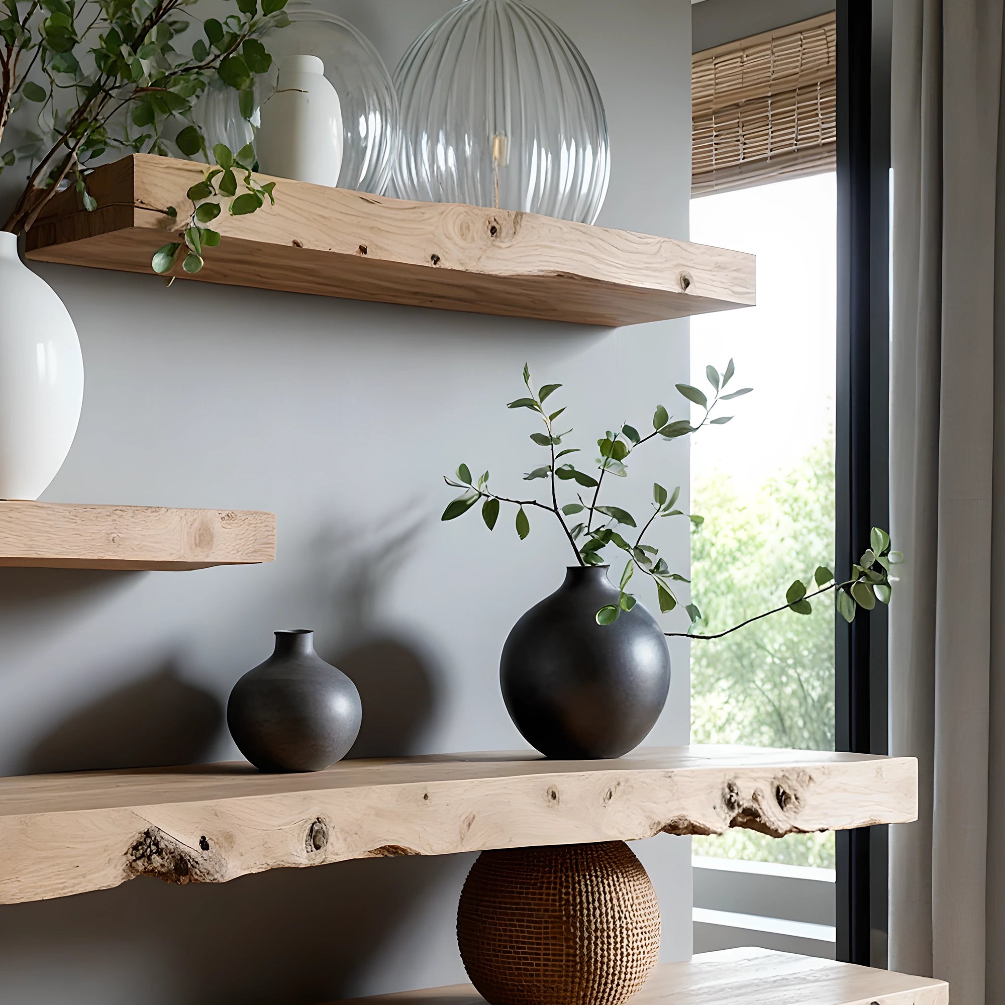 Rustic wooden shelves, home decoration shelves 