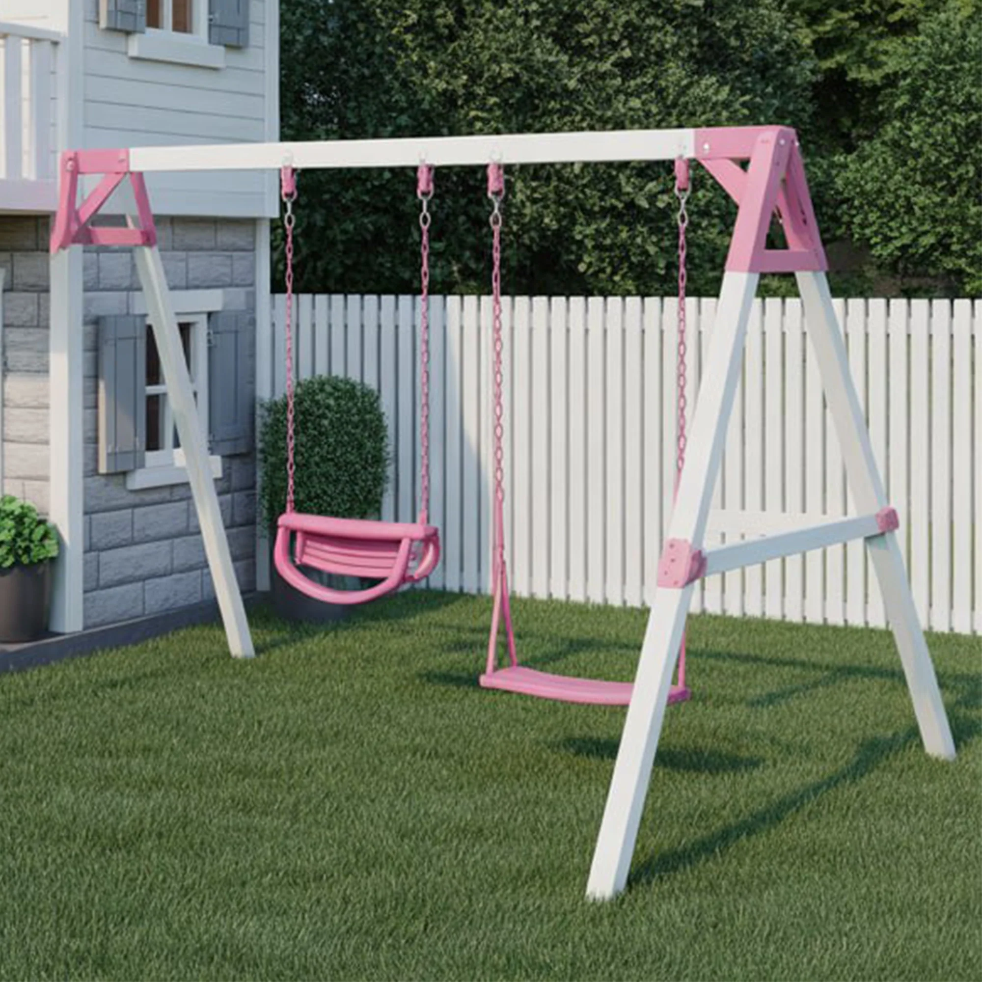 Large Backyard Wooden Playhouse with Spiral Slide – 9ft Tall