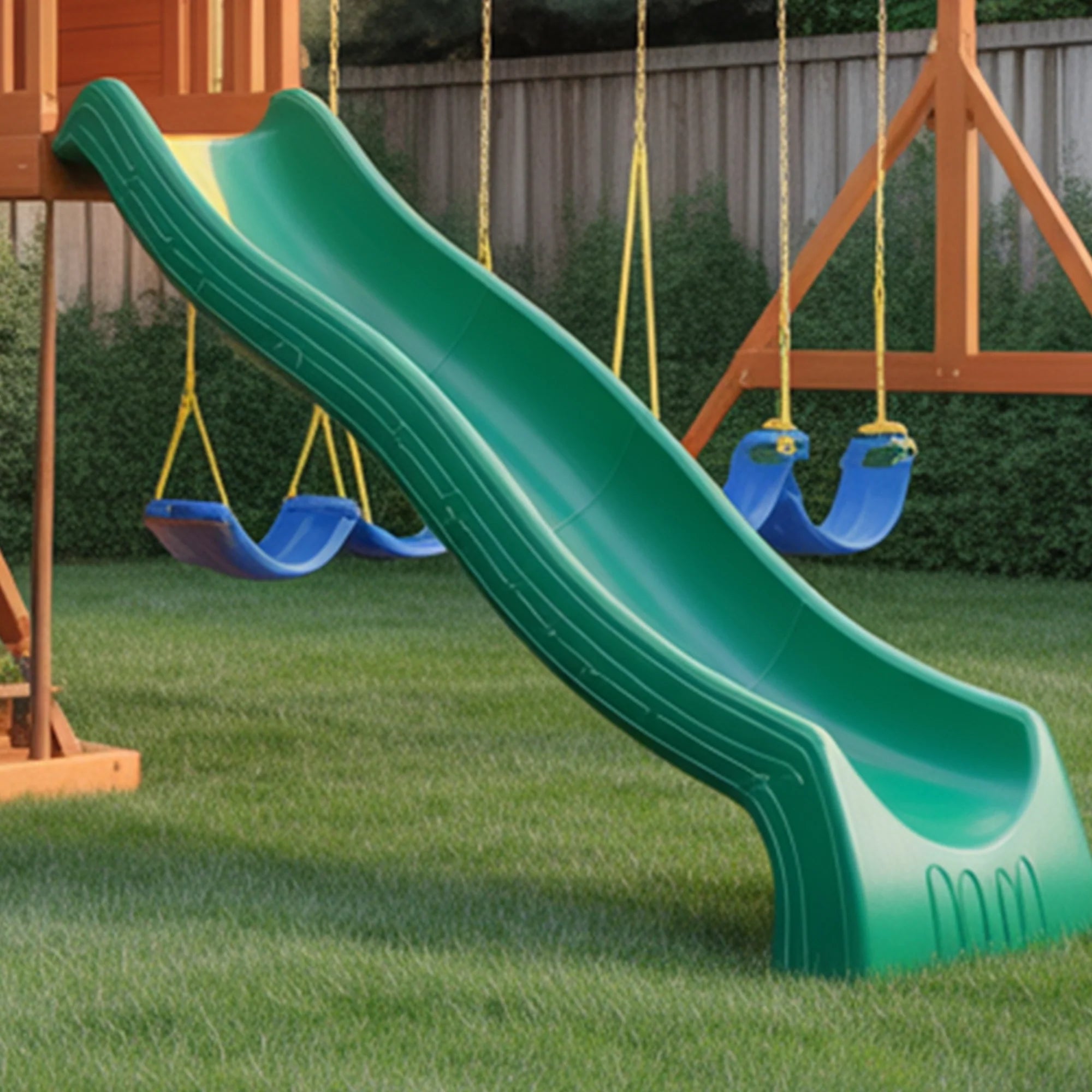 Deluxe Wooden Playset with Spiral Tube Slide, Dual Swings & Ladder – Outdoor Backyard Playground 16ft x 10ft x 9ft