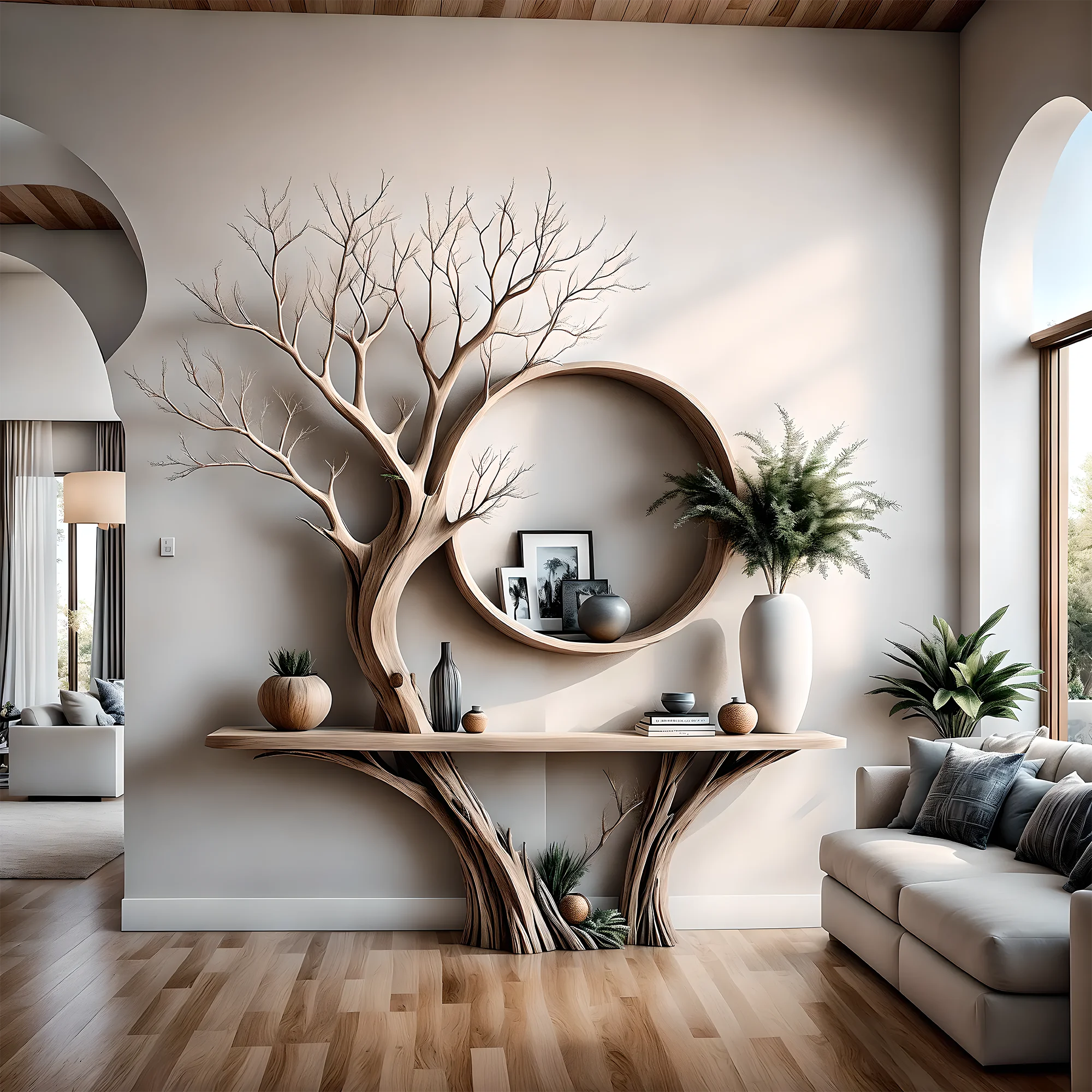 Tree-shaped reading table, solid wood reading table 